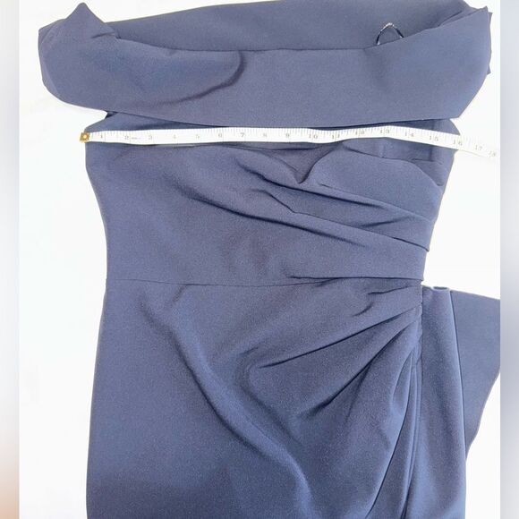 Vince Camuto Off-The-Shoulder Ruffle Gown Size 4 Navy - Picture 6 of 13